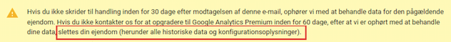 Google Analytics dataoverskridelse